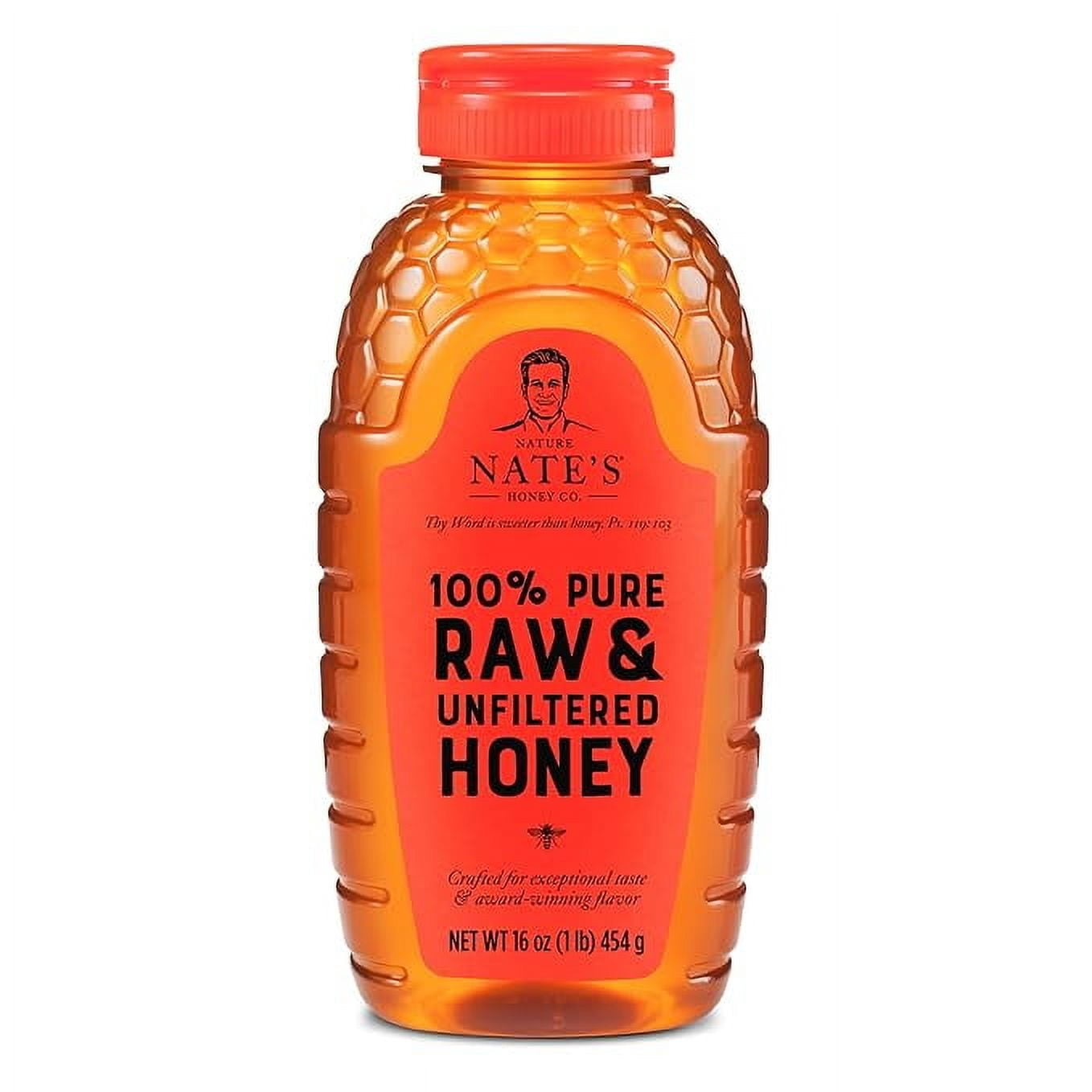 (2 pack) Nate's Honey: 100% Pure, Raw and Unfiltered Honey - 16 fl oz Bottle