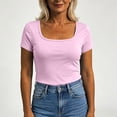 thumbnail image 6 of Tqcoqu Womens Short Sleeve Shirts with Built in Bra Summer Basic T-Shirts Workout Yoga Tops Athletic Shelf Bra Tops Padded,Pink Women's S-XXL, 6 of 9