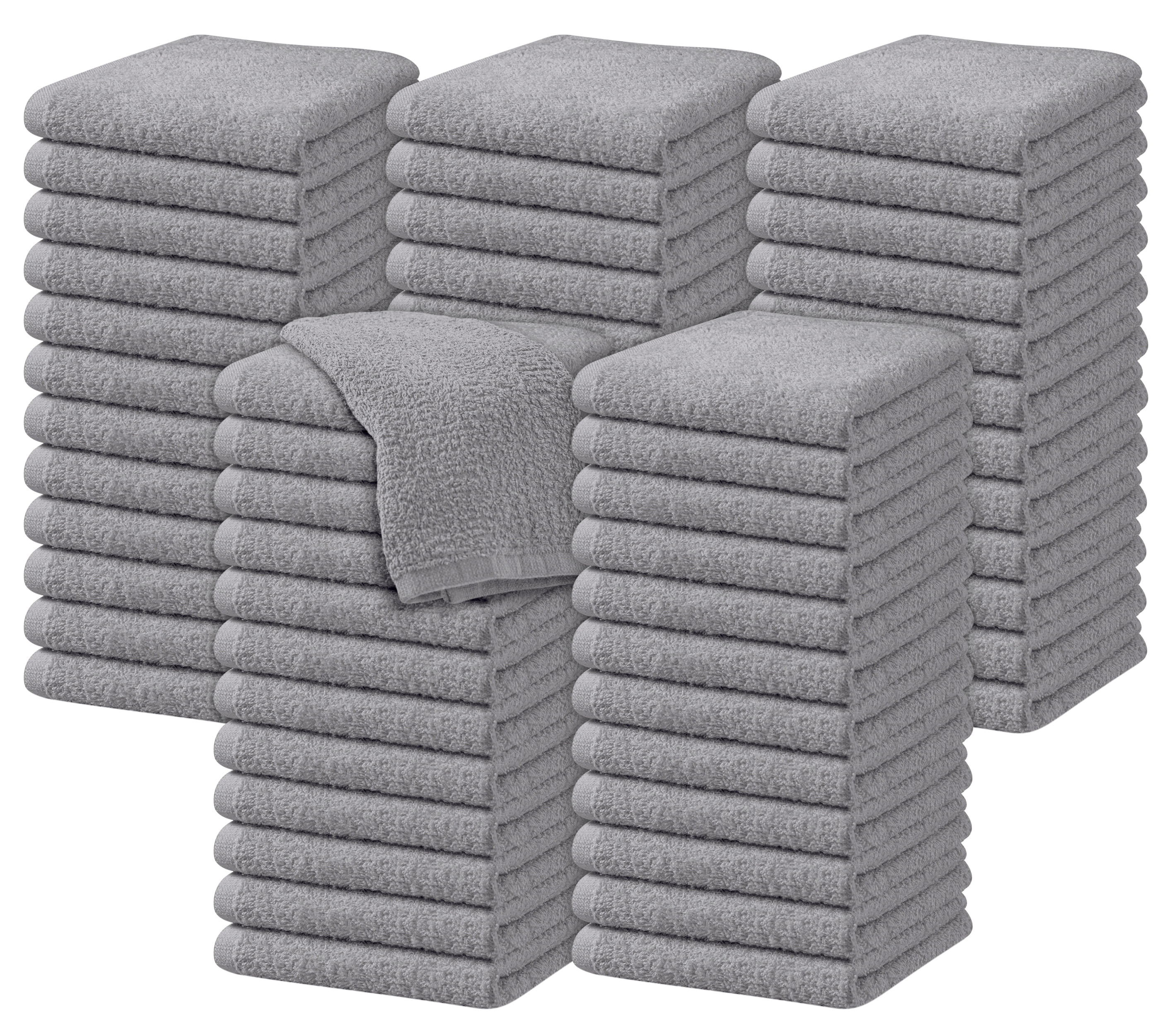 Oakias Cotton Wash Cloths Bulk, Grey, 60 Pack, Face Towels, 12 x 12