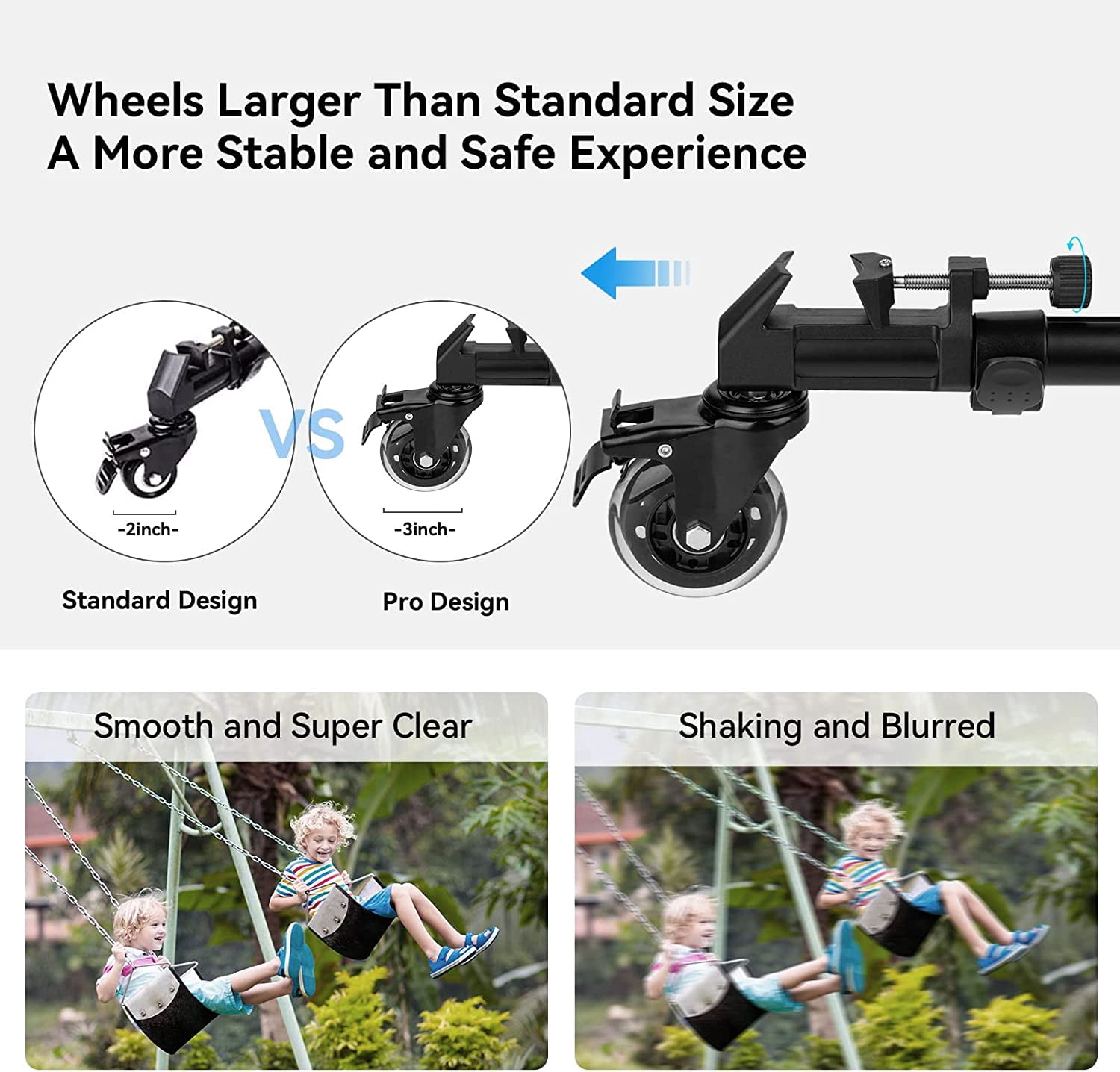 SmallRig Universal Photography Tripod Dolly, Heavy Duty with 3" Rubber Wheels, Adjustable Legs and Carry Bag, 33 lbs Capacity Tripod Wheels for Canon for Sony Cameras Camcorder Video Lighting- 3986