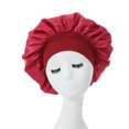 thumbnail image 4 of Gorro de pelo para dormir de noche para mujer gorro de satén ajustable para el pelo rizado (rojo) JShteea Libre de BPA, 4 of 8
