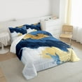 thumbnail image 3 of Manfei Modern Marble Pattern Bedding Comforter Set,Fulid Art Twin Comforter Sets,White Gold Blue Bedding Set For Kids,Microfiber Bedroom Decor Reversible,2-Piece, 3 of 8