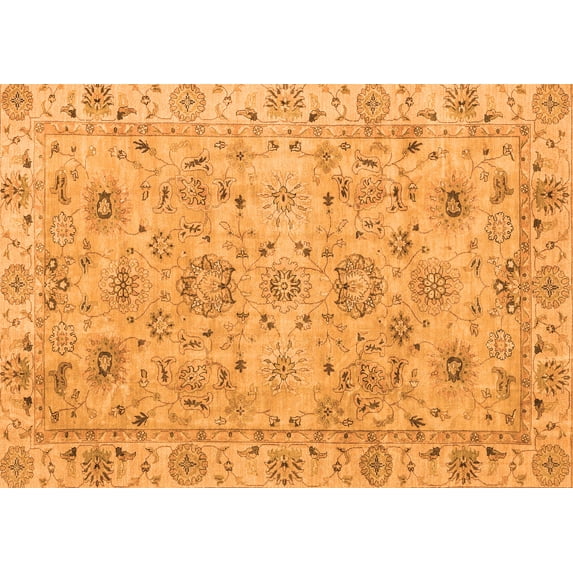 Ahgly Company Indoor Rectangle Abstract Orange Modern Area Rugs, 5' x 8'
