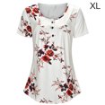 thumbnail image 1 of Camiseta estampada Mujer Verano Cuello redondo Blusa de manga corta Top suelto, Blanco, XL sidaley AP001352-19, 1 of 7