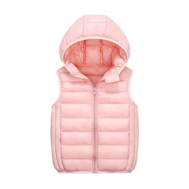Gilet Matelassé à Capuche pour Filles et Garçons, Chaud, avec Fermeture Éclair, Léger, Sans Manches, Tenue, Gilet à Capuche