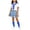 Blue, variant on Back to School Outfits for Girls 4pc T-Shirts Sailor Scarf Shawl Denim Ruffle Skirt Matching Socks(13-14 Years,Hot Pink)