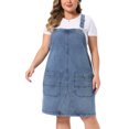 thumbnail image 2 of DARING DIVA Women's Plus Denim Overalls Adjustable Strap Dress 3X Gray Blue, 2 of 6