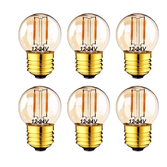 12V LED Light Bulb, G40 Globe, E26 Base, 1W, 2200K Warm White, 6 Pack