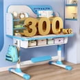 thumbnail image 5 of YNCE Adjustable Kids Desk Set, Ergonomic Astronaut Study Chair, Height Adaptable Childrens Table with Bookshelf & Drawer Storage (Blue #4), 5 of 9