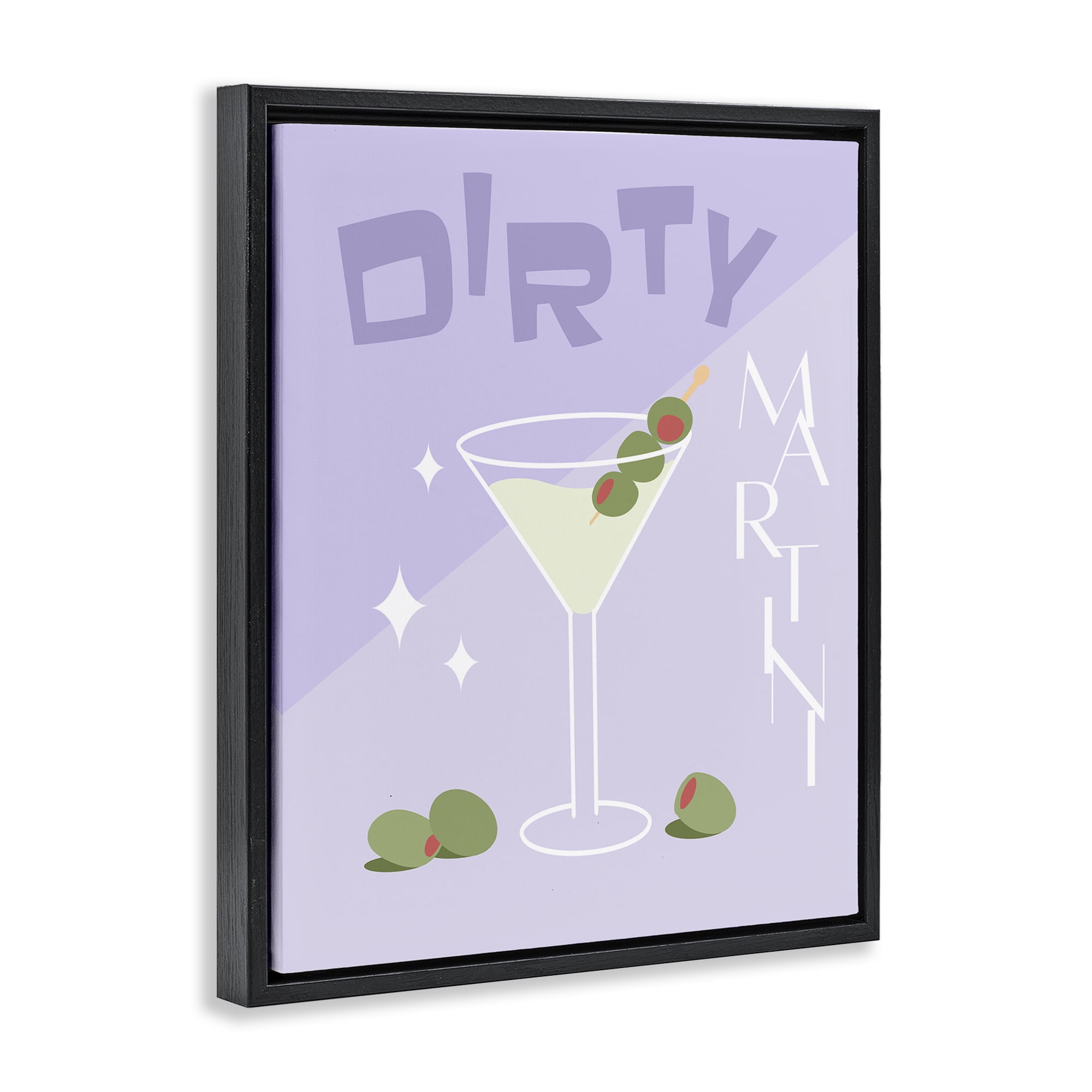 Stupell Industries Dirty Martini Typography Food & Beverage Painting Black Floater Framed Canvas Art Print Wall Art, 17 x 21