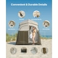 thumbnail image 4 of VEVOR Camping Shower Tent, 2-Room Foldable Portable Privacy Tent Changing Room with Ground Stakes, Ropes, and Carry Bag, 150D Oxford Fabric with Silver Coating, for Camping, Beach, and Fishing, 4 of 9