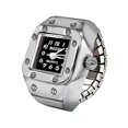 thumbnail image 2 of Opvise Alloy Ring Watch Elastic Stainless Steel Band Square Dial Men Women Couple Watch Finger Ring Birthday Gift Fashion Accessories, 2 of 8