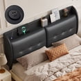 thumbnail image 6 of Pinmoco King Upholstered Headboard with Storage & Charging Station, LED Wingback Adjustable Headboard, PU Leather Headboard Only, Black, 6 of 8