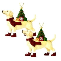 Adorable Christmas Tree Decorations 2 Set - Funny Dogs Christmas Tree Hanging Ornaments 2D Acrylic Dog Ornaments