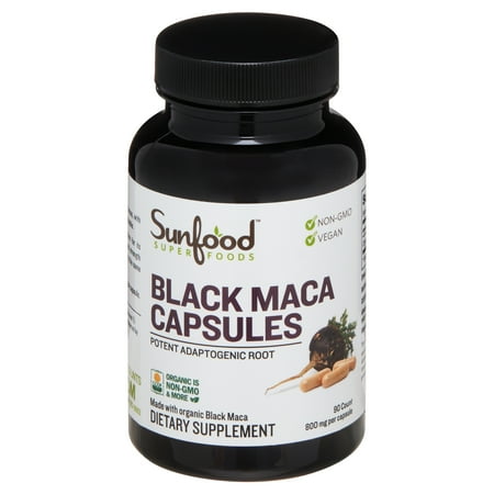 Sunfood Superfoods Black Maca Capsules, 90 Ct