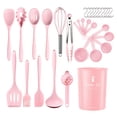 thumbnail image 1 of Utensilios Cocina Silicona 32 Piezas Resistente Calor Antiadherente Cucharón Espátula Batidor Medidores Rosa, 1 of 5