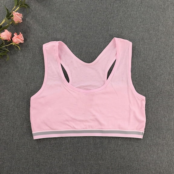 XIMIN Seamless Sports Bras for Girls Racerback Pure Cotton Training Bras Soft Breathable Support Bra Teen Solid Colors Training Undershirt Bra (A, Red)