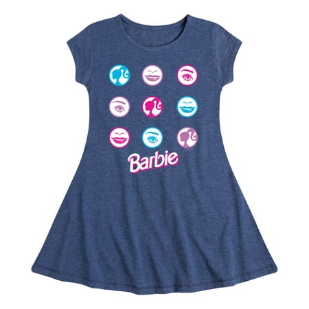 

Barbie - Original Icons in Circle Grid - Toddler And Youth Girls Fit And Flare Dress