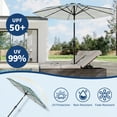 thumbnail image 3 of Garvee 10 ft Patio Table Umbrella, 8 Sturdy Ribs, Crank Lift & Push Button Tilt, Tricolor Stripes, 3 of 6