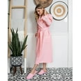 thumbnail image 3 of Lotus Linen Women’s Waffle Robe with Piping - Lightweight Cotton Spa Bathrobe, Blush 3XL, 3 of 6