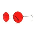 thumbnail image 2 of Pop Color Lens Iconic Hippie Round Circle Lens Metal Sunglasses Silver Orange Mirror, 2 of 4