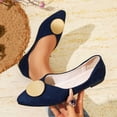 thumbnail image 6 of Miluxas Women’s Pointed Toe Ballet Flats, Gold Round Metal Accent Slip On Shoes, Soft Cushioned Casual office Dress Flats Navy 9(43), 6 of 8