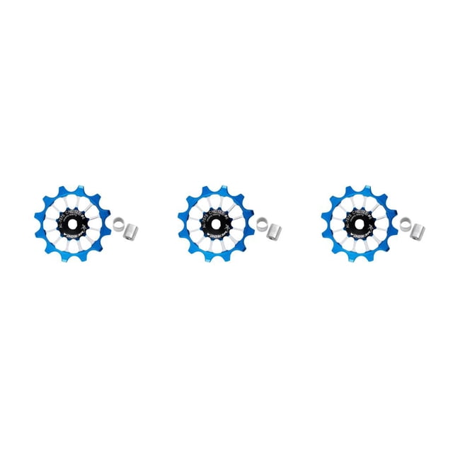 Maoww Dérailleur Arrière Alliage d'Aluminium 12T Léger Multicolore Poulie Roulement à Rouleaux Dérailleurs Réduction de Friction pour Roue Jockey Bleu 12T Ensemble de 3