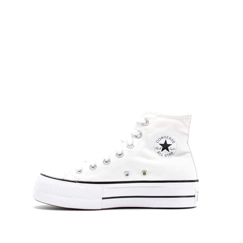 Converse Espadrilles Montantes Chuck Taylor All Star Lift Clean pour Femmes, Blanc/noir/blanc, 6