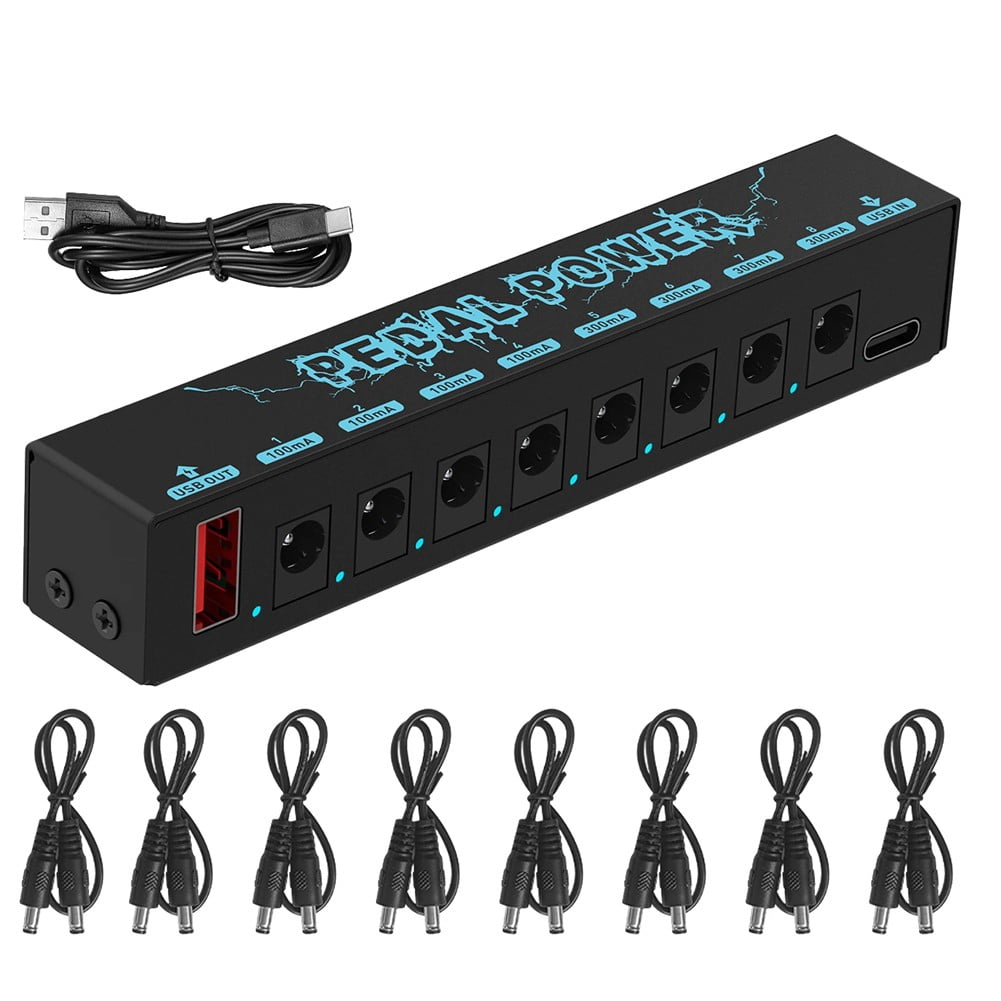 Guitar Pedals Power Supply 11.7X2X2.1Cm 5V Portable Metal Effect Device With 8 Outputs Guitar Pedalboard Power Parts