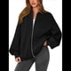 thumbnail image 3 of Sudaderas Oversize con Cremallera para Mujer, Moda de Otoño, Abrigos Casuales de Larga, Conjuntos de Invierno. Negro L, 3 of 10