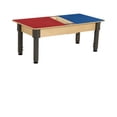 thumbnail image 2 of Time-2-Play Montessori Kids Play Table, Red & Blue Reactangular Activity Table with Trough for Toddlers Compatible with Lego Building Blocks [12”-17” Adjustable Legs], 2 of 5