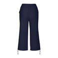 thumbnail image 4 of LEKODE Capris Pants for Women Comfortable Pants for Women Gym Clothes for Woman Wide Leg Pants Woman Plus Size Pants Beach Pants for Women Dark Blue 2XL, 4 of 8