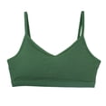 thumbnail image 2 of WDDDD Women's V Neck Sports Bra Thin Straps Padded Yoga Basic Wireless Camisole Dark Green S, 2 of 6