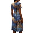thumbnail image 5 of Halloween Wrap Dress for Women Casual Short Sleeve Dress V Neck Halloween Printed Halloween Party Vacation Outfit, 5 of 5
