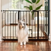 Carlson 51” Walk-Thru Pet Gate with Small Pet Door, All-Metal Frame, 30” H x 29.5”-51” W, Black