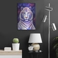 thumbnail image 6 of Luxe Metal Art 'Among the Stars-Cosmic White Tiger' by Rebecca Wang Art, Acrylic Glass Wall Art, 16"x24", 6 of 9