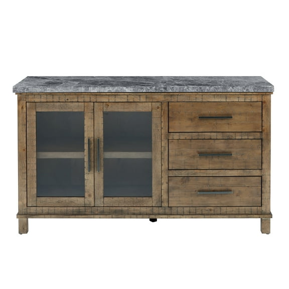 Steve Silver Modern Farmhouse Grayson Marble Top Sideboard, Driftwood