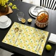 thumbnail image 3 of Bright Citrus Lemon Placemats Set of 6, Flax Linen Heat Resistant Wrinkle Free Table Mats, Cute Summer Fruit and Floral Pattern for Fresh Kitchen and Dining Table Decor, 3 of 5
