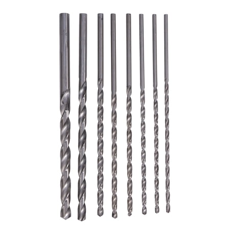 WORGEOUS Drill Bit Sets For Metal Extra Long Metric Drill Bits Set Silver 8Pcs 200mm