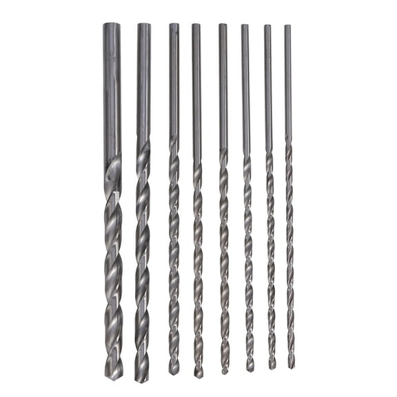 WORGEOUS Drill Bit Sets For Metal Extra Long Metric Drill Bits Set Silver 8Pcs 200mm