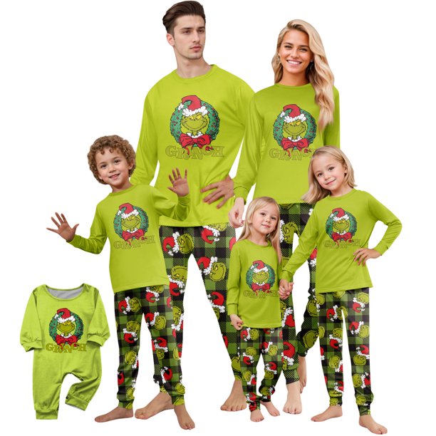2025 Family Christmas Pajamas Matching Sets Xmas Long Sleeve Tops and Pants Christmas Jammies Sleepwear Parent-Child Outfit Wear (Women, L)