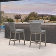 thumbnail image 4 of PURPLE LEAF Outdoor Counter Height Bar Stools Set of 2, PU Leather Patio Bar Set with Aluminum Frame, Bar Chairs for Poolside, Garden, Kitchen Island-Grey, 4 of 8