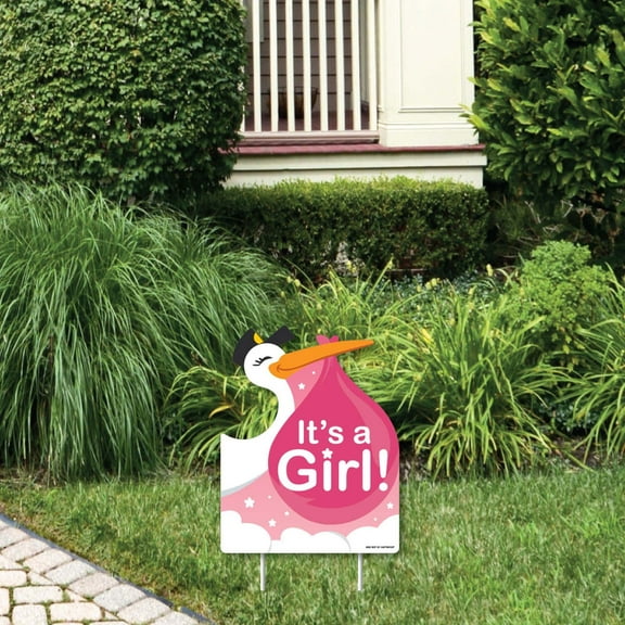 Big Dot of Happiness Girl Special Delivery - Outdoor Lawn Sign - It's a Girl Stork Baby Shower Yard Sign - 1 Piece