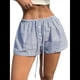 thumbnail image 3 of Pantalones Cortos de Playa de Verano con Cintura con Cordón y Estampado de Rayas para Mujer. Rayas Azules S, 3 of 10