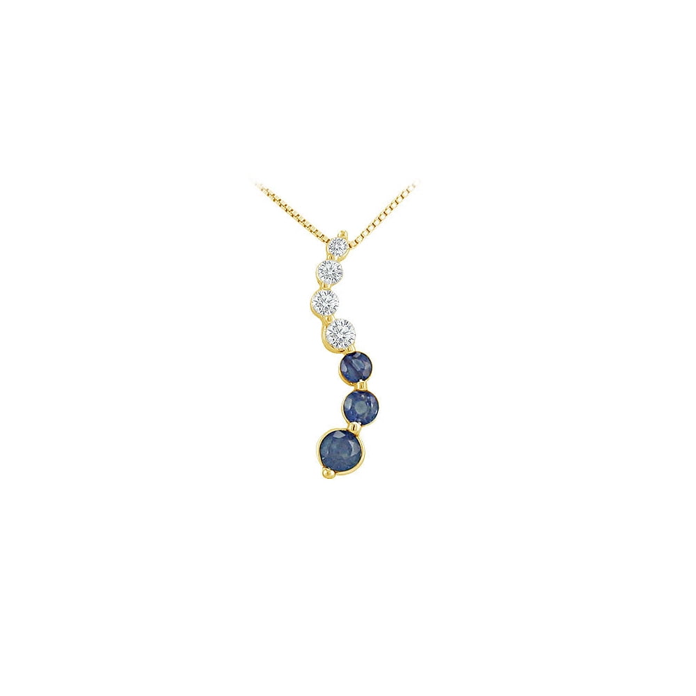 Sapphire And Diamond Journey Pendant 14k Yellow Gold 1 50 Ct Tgw Qty