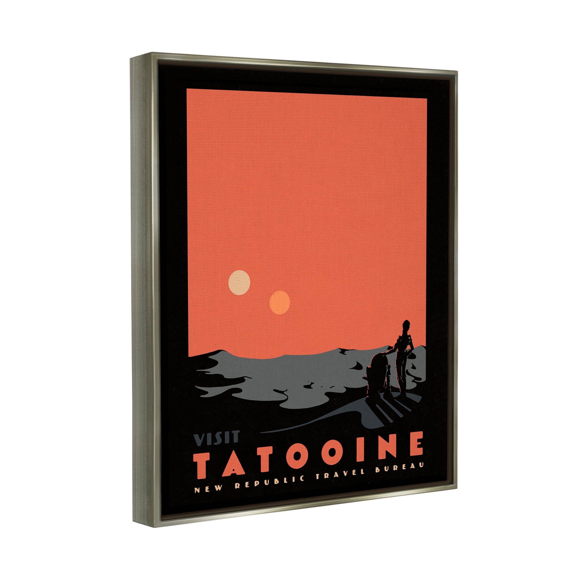 Stupell Industries Tatooine Vast Science Fiction Land Graphic Art Luster Gray Floating Framed Canvas Print Wall Art, Design by Matheus Lopes Castro