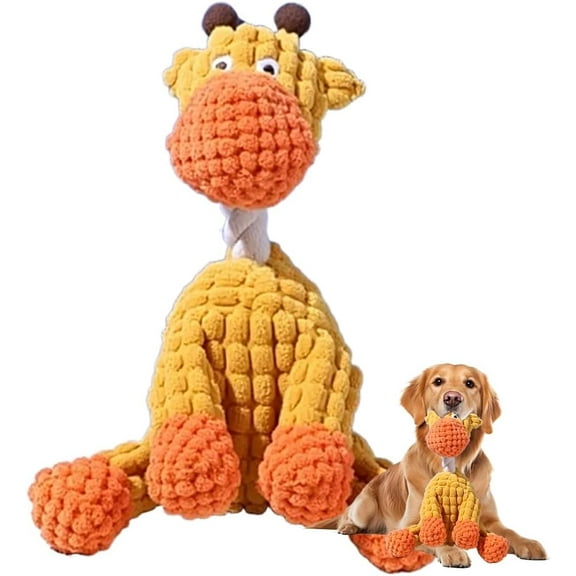 Indestructible Dog Toy 2026, Durable Plush Chew Toy for Aggressive Chewers, Squeaky Dog Toy for Small, Medium & Large Dogs, Puppy Teething Toy, Interactive Pet Toy, Tough Dog Play & Training (Orange)