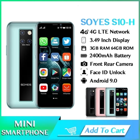 SOYES S10-H Mini Smartphone 3GB+32GB Android 9.0 Dual SIM 4G LTE Small Mobile Phone With Face Recognition