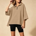 thumbnail image 5 of Guluxicc Women's Quarter Zip Sweatshirts Stand Collar 3/4 Sleeve Casual Loose Pullover Sweatshirts for Everyday Spring Fall Tops, 5 of 7