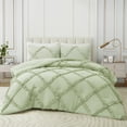 thumbnail image 3 of Bonlino Vintage 3-Pieces Green Ruffle Comforter Bedding Sets, King, 3 of 9